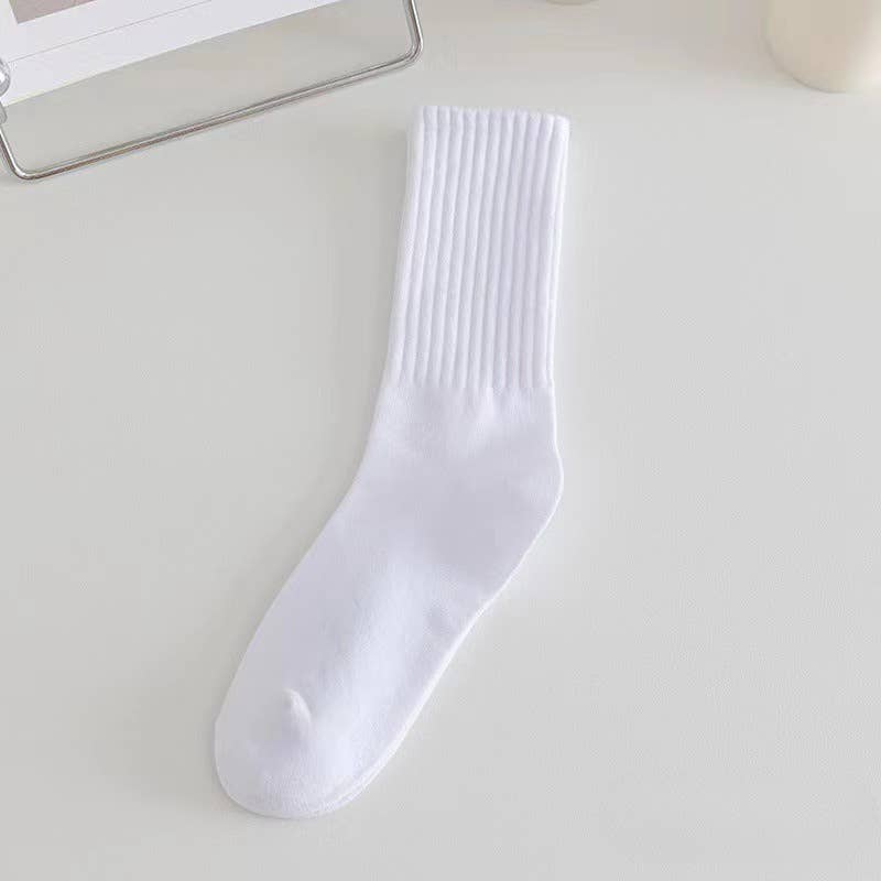 Ladies Rib Cuff Solid Color Over Ankle Socks SKASC4180