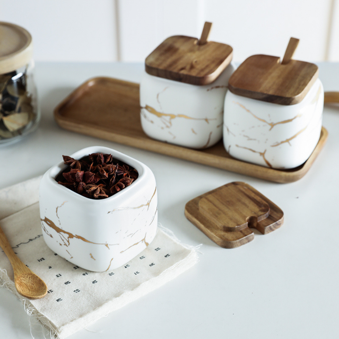 Marble Porcelain Kitchen Seasoning Set
