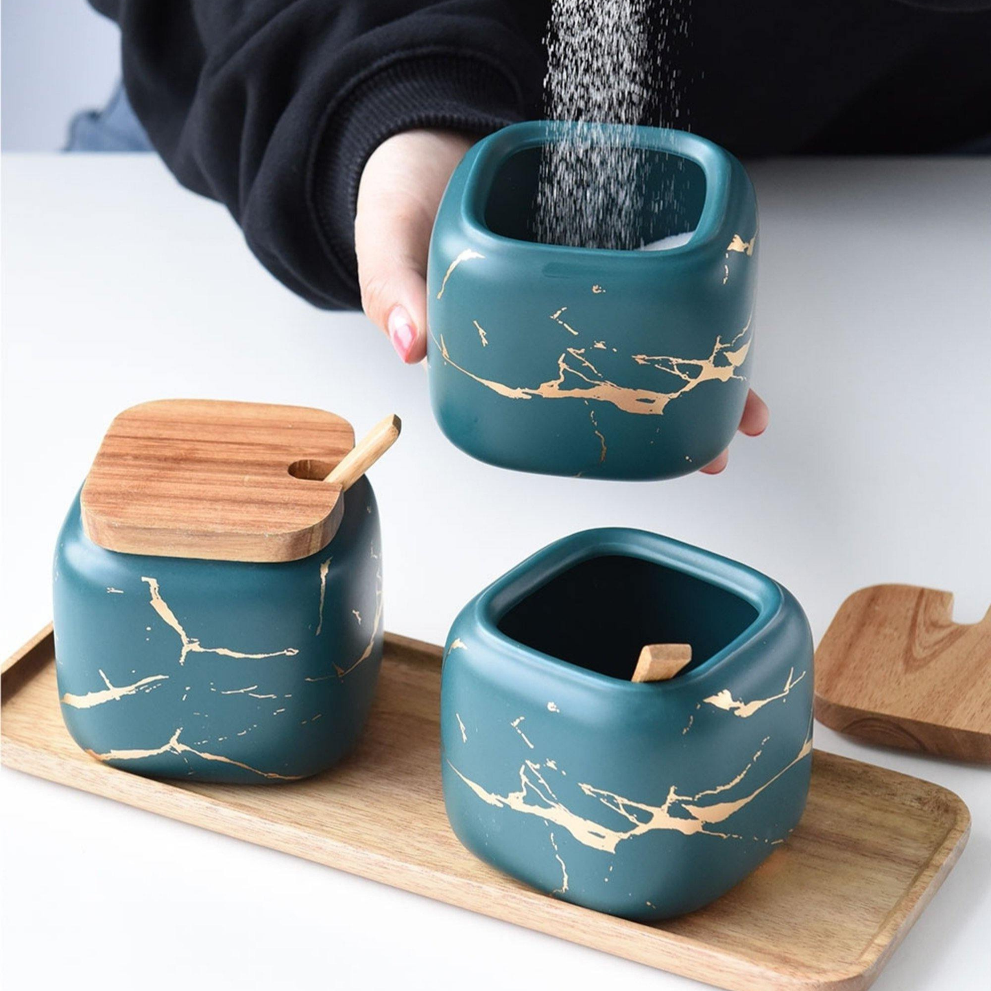 Marble Porcelain Kitchen Seasoning Set