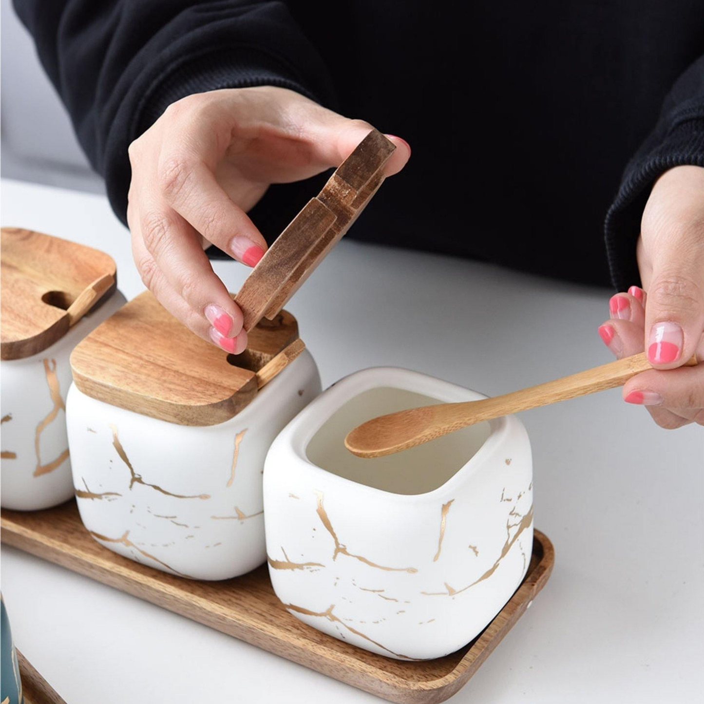 Marble Porcelain Kitchen Seasoning Set