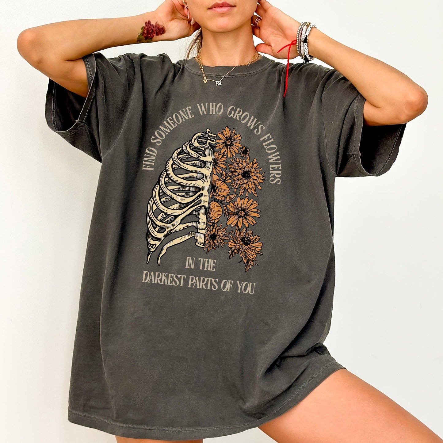 Find Someone Who Grows Flowers, Skeleton, Cowgirl, Tshirt