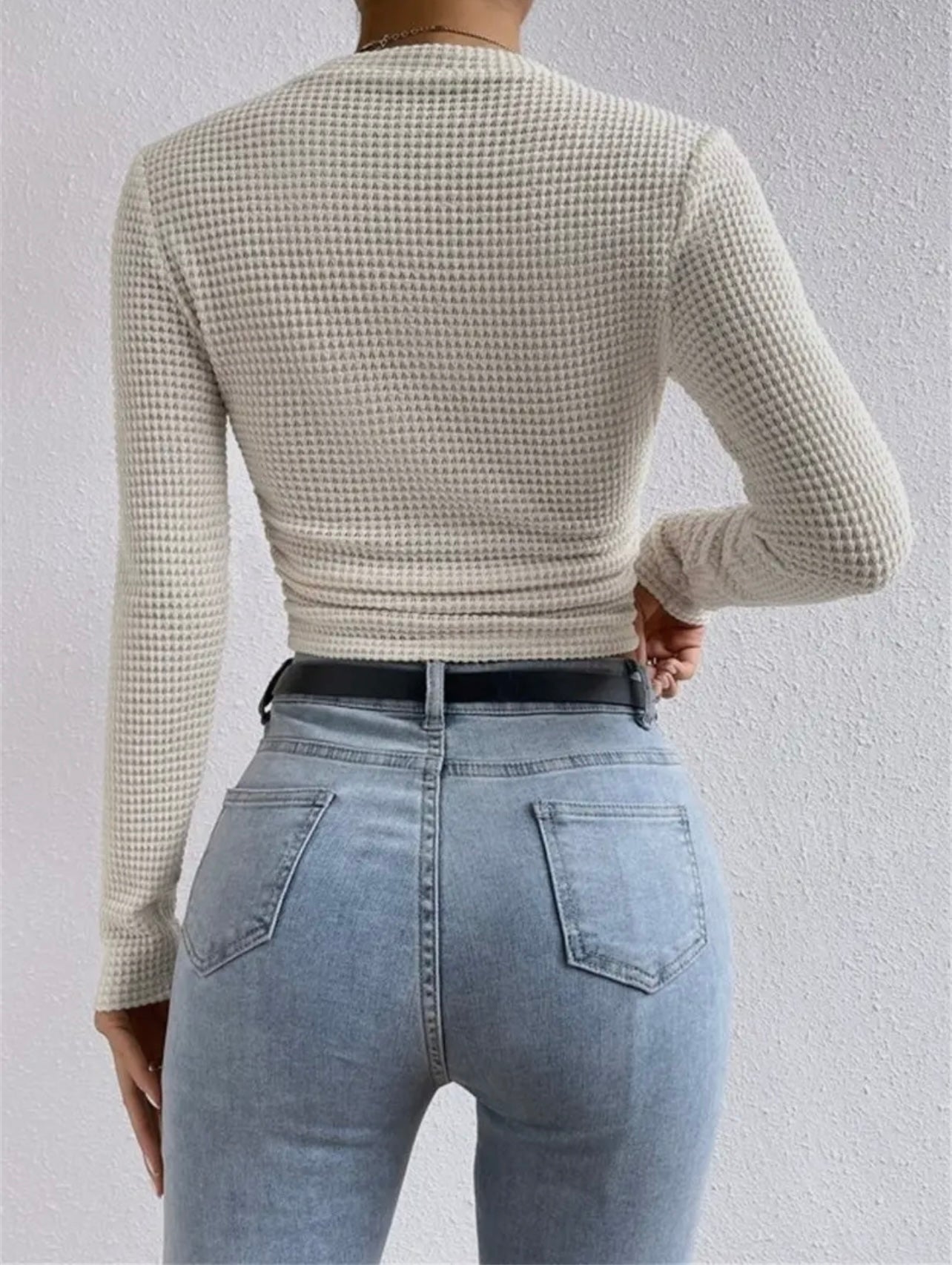 Waffle slim fit long sleeve