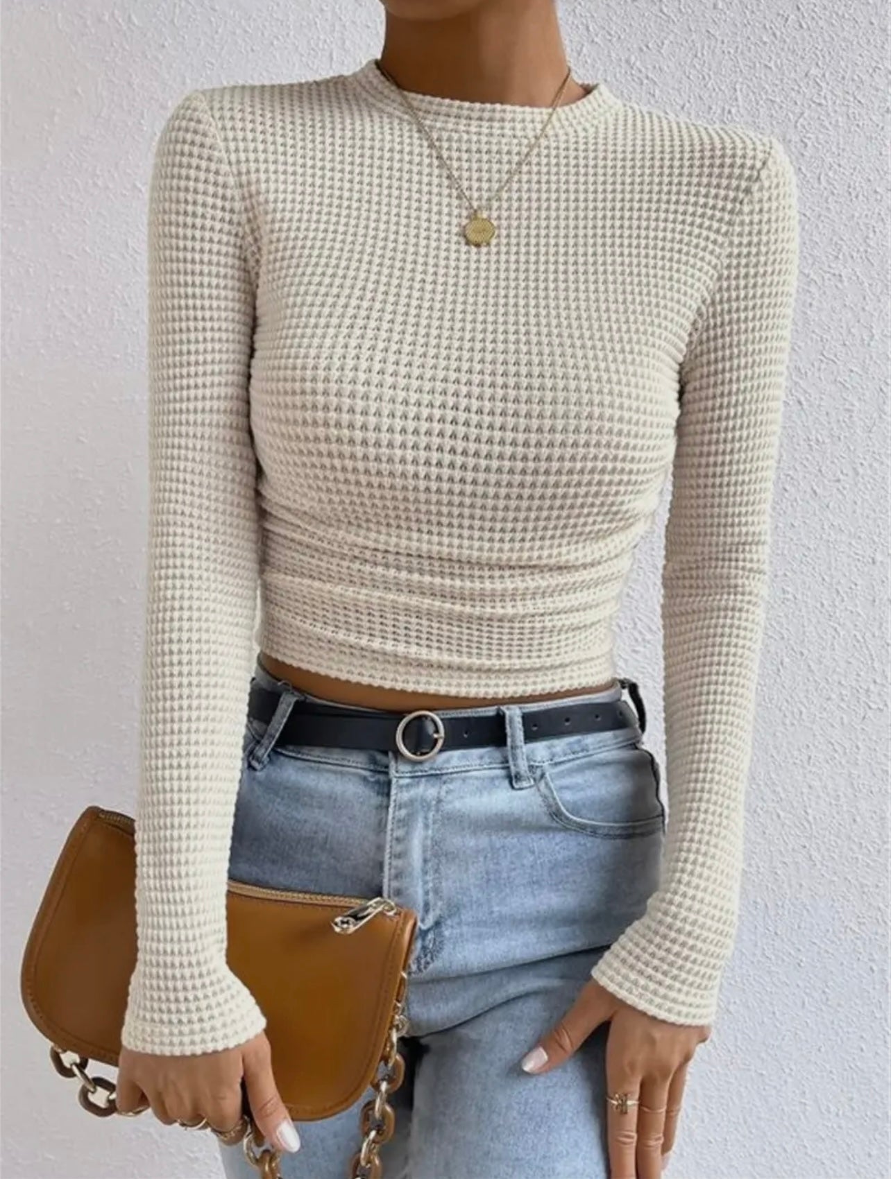 Waffle slim fit long sleeve