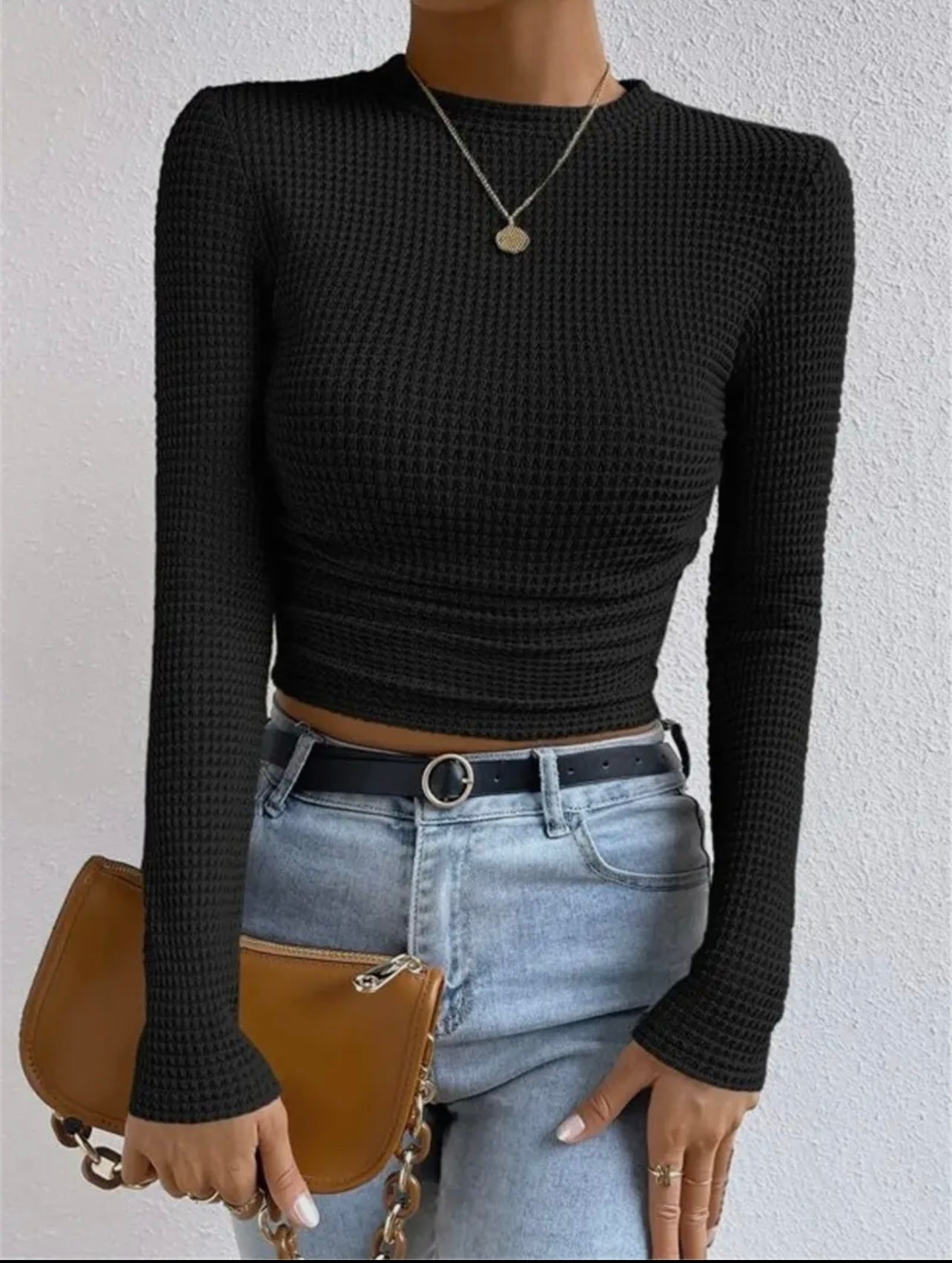 Waffle slim fit long sleeve