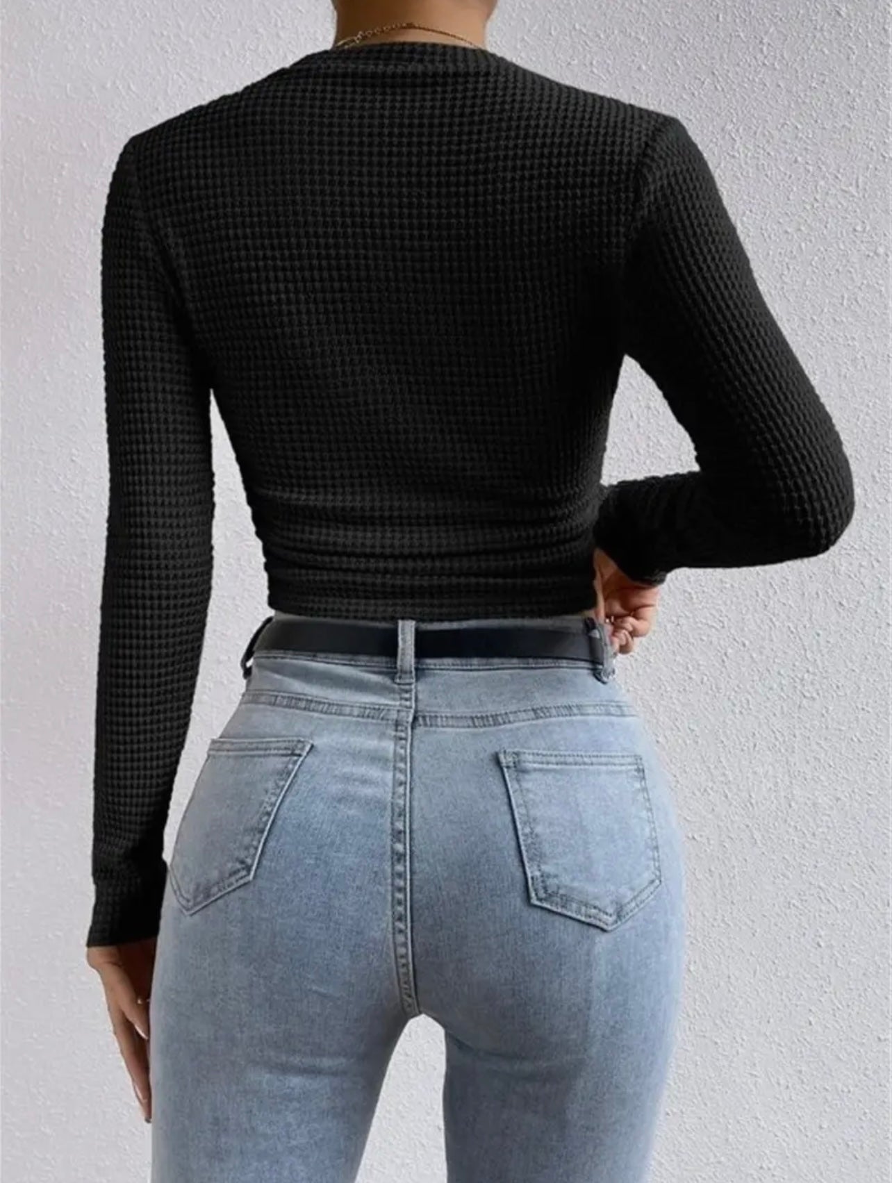 Waffle slim fit long sleeve