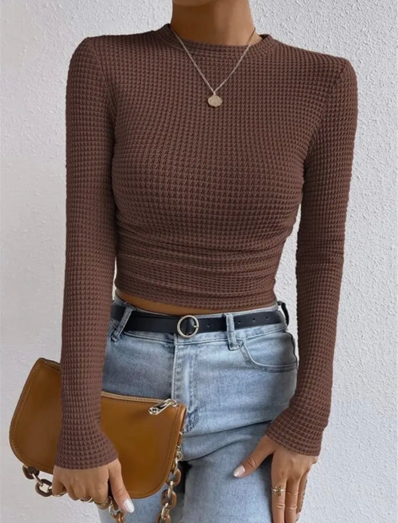 Waffle slim fit long sleeve