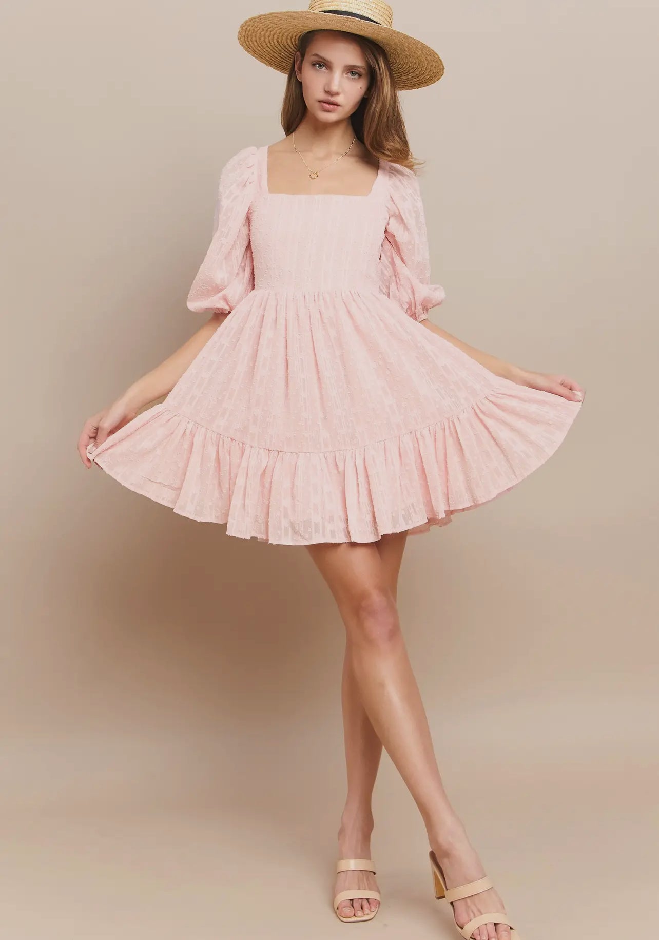 Square neck babydoll dress