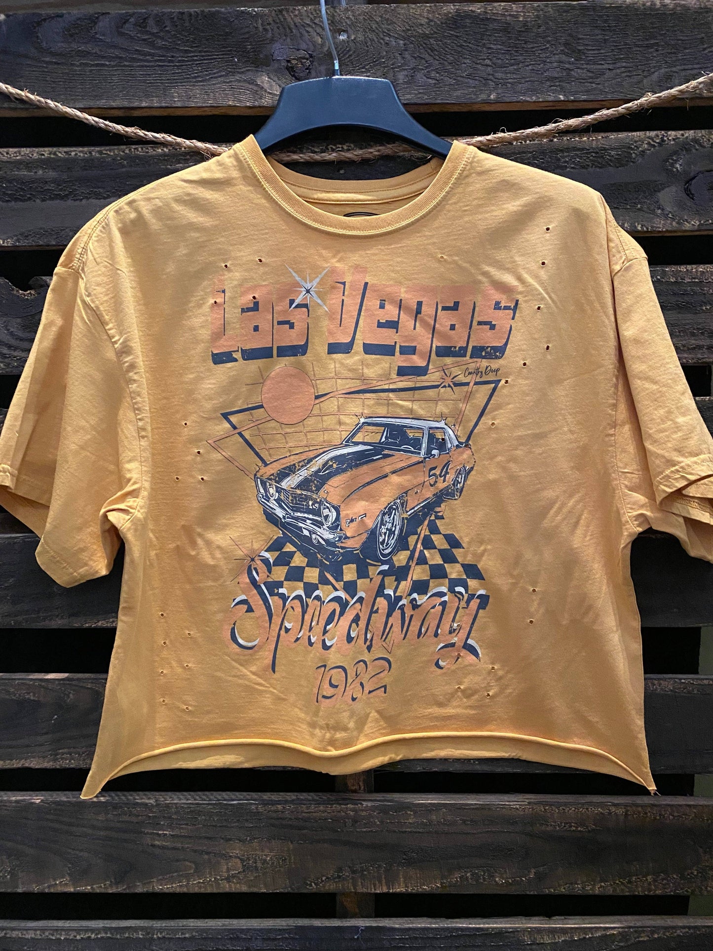 Las Vegas Speedway 1982 OVERSIZED cropped distressed t shirt