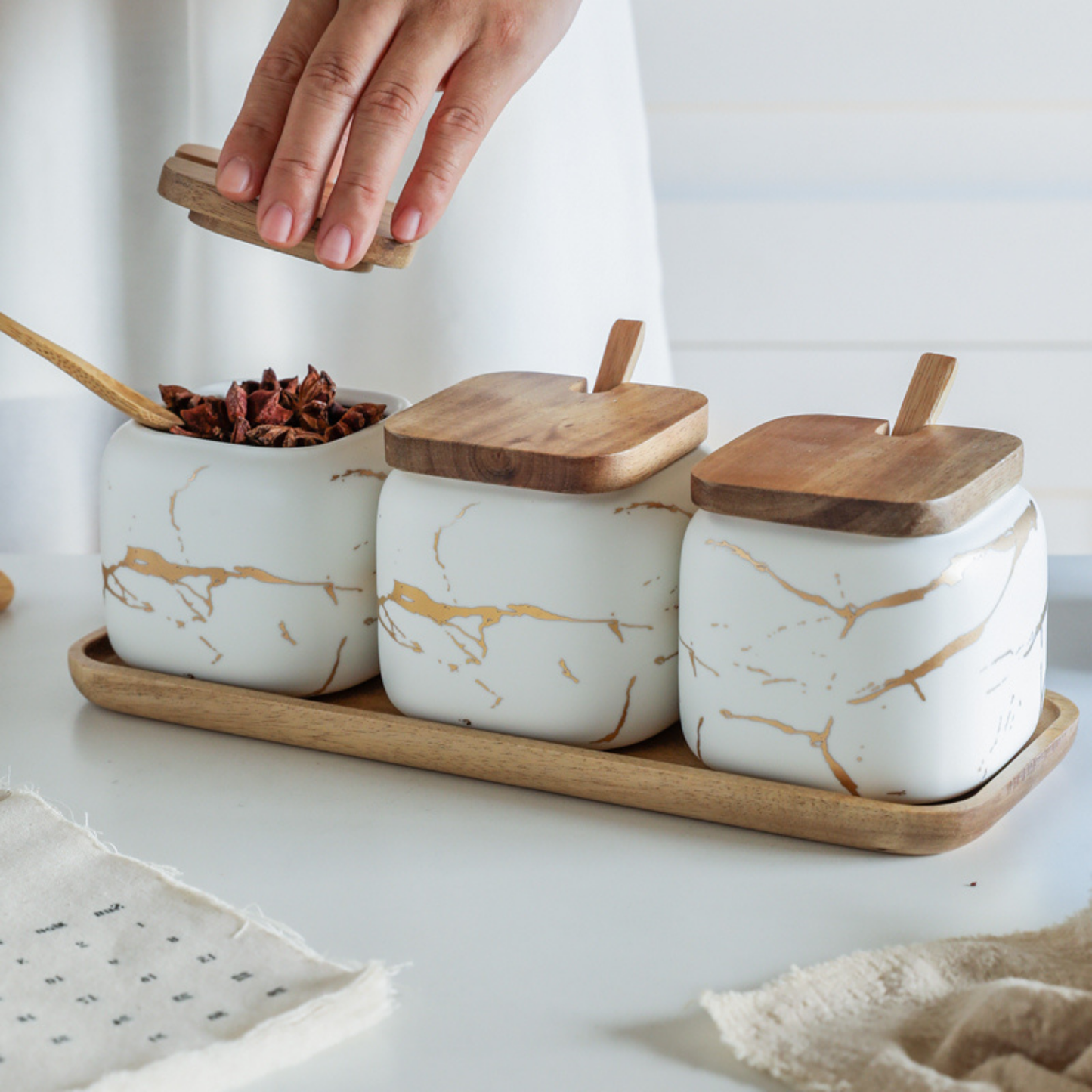 Marble Porcelain Kitchen Seasoning Set