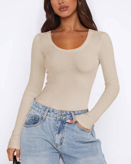 Y2K Threaded U-Neck Base Shirt