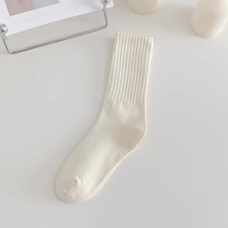 Ladies Rib Cuff Solid Color Over Ankle Socks SKASC4180