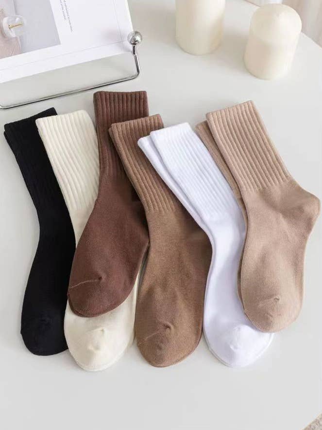 Ladies Rib Cuff Solid Color Over Ankle Socks SKASC4180