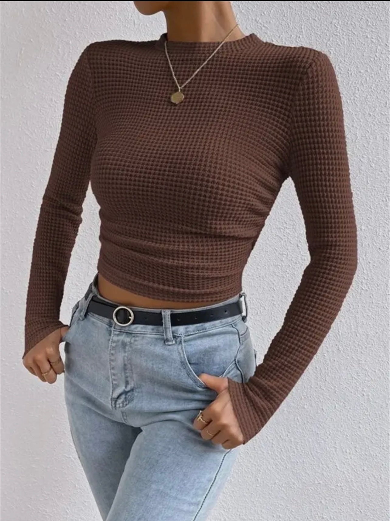 Waffle slim fit long sleeve