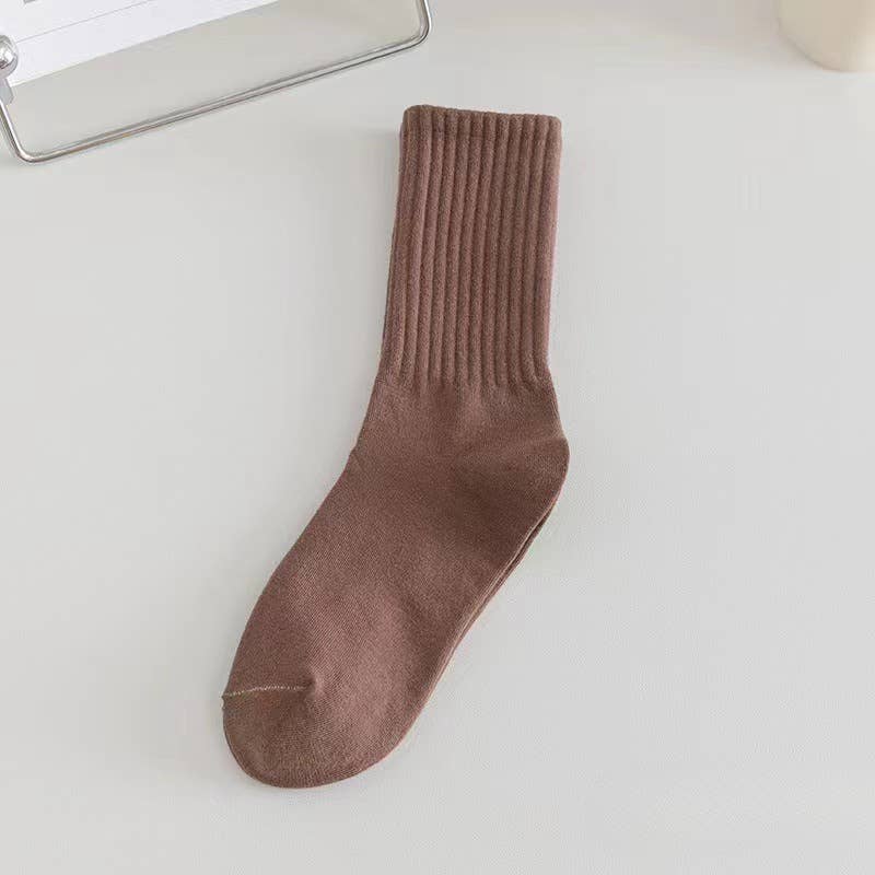 Ladies Rib Cuff Solid Color Over Ankle Socks SKASC4180