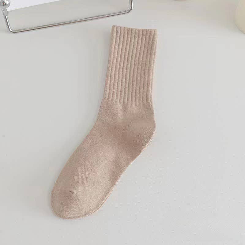Ladies Rib Cuff Solid Color Over Ankle Socks SKASC4180