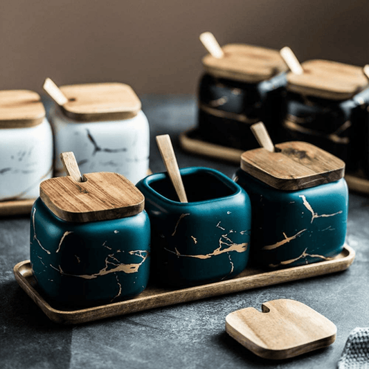Marble Porcelain Kitchen Seasoning Set